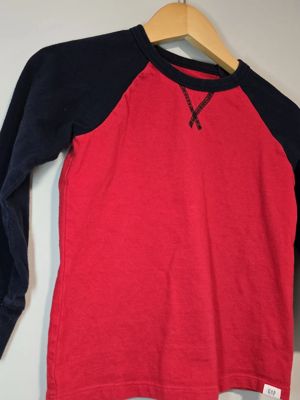 GAP Kids Red & Navy Long-Sleeve Raglan Shirt